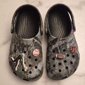 CROCS Kids Sports-Themed Clogs - Gray and Black CAMO 9